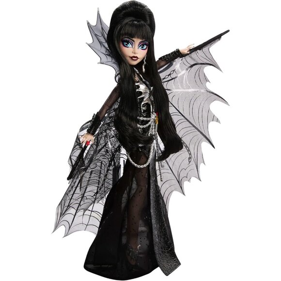 Monster High Elvira Mistress of the Dark Doll Black Dress & Batwing Cape -New! - Picture 6 of 7